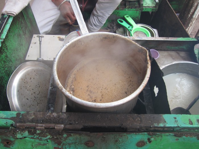 Boiling up some chai for the passersby.